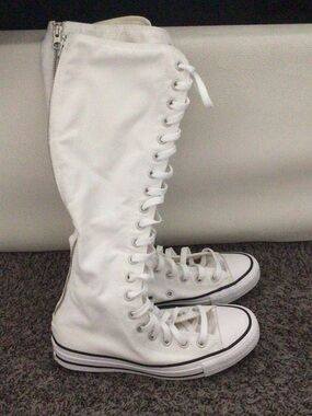 Converse White Knee-High Lace-Up Canvas Boots